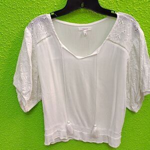 Maurices White Boxy Blouse with Relaxed Fit